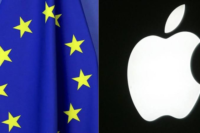 European Union Flag and Apple Logo